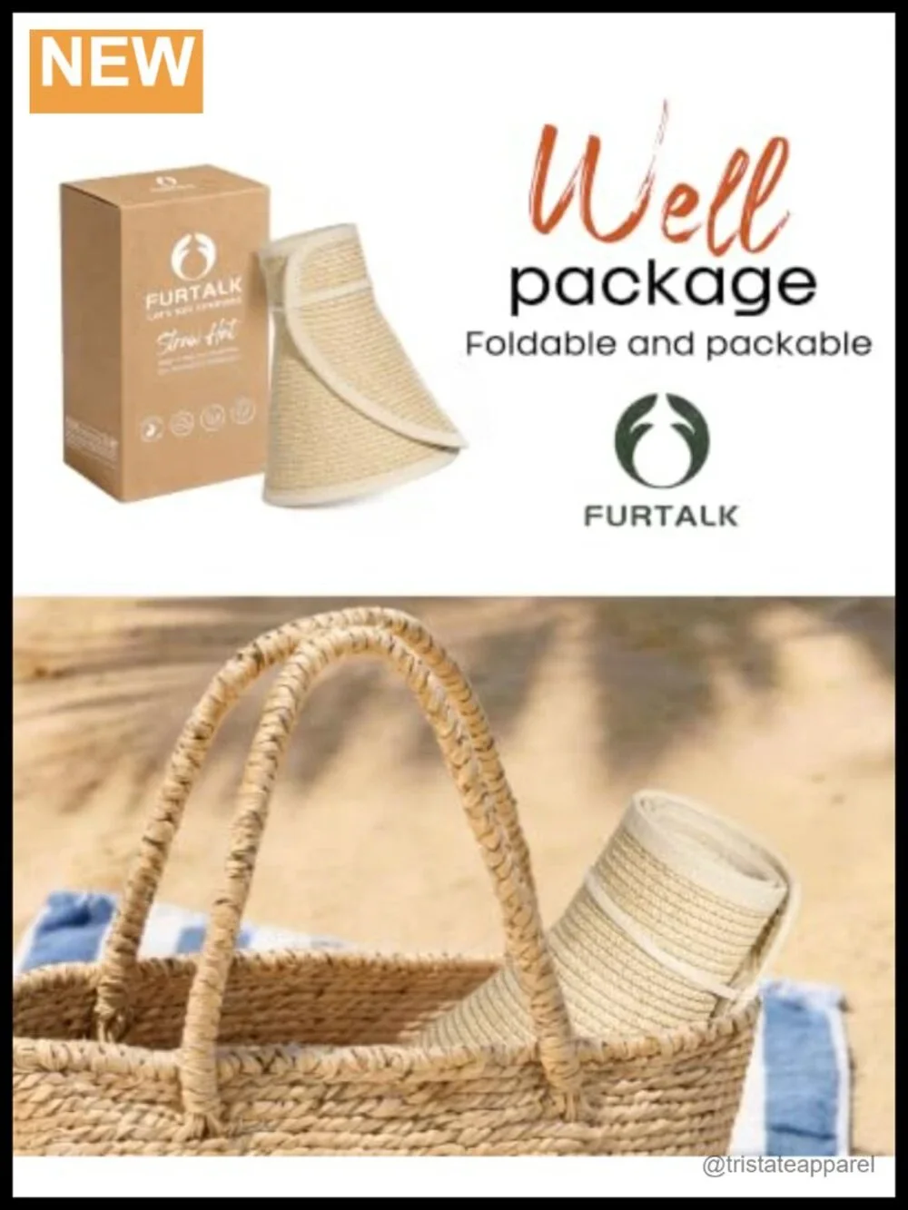 Wide Brim Straw Visor Sun Hat with Ponytail Hole